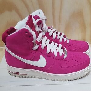 Nike Fuchsia High-Top Sneakers with White Accents Mens 6 1/2,Wmn's 8 1/2